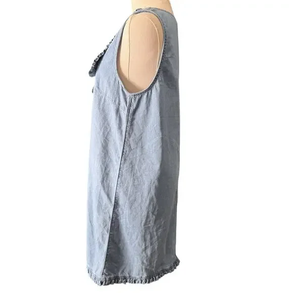 100. NEW Without tag American Eagle Button Front Denim Style Blue Dress SZ:M - Picture 3 of 5